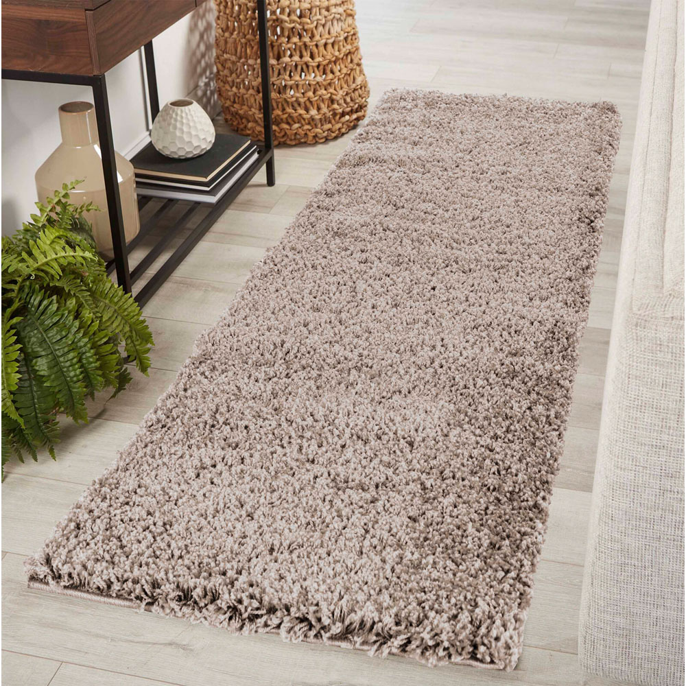 Desire Rugs Oxford Light Beige Plain Shaggy Runner Rug 60 x 220cm Image 2