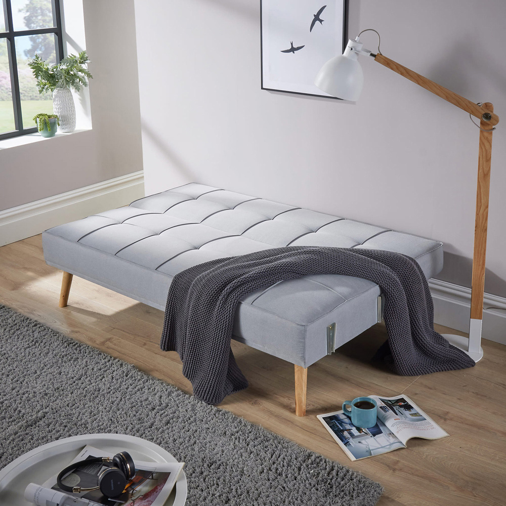 Home Source 3 Seater Folding Sofa Bed with Wooden Legs Image 5