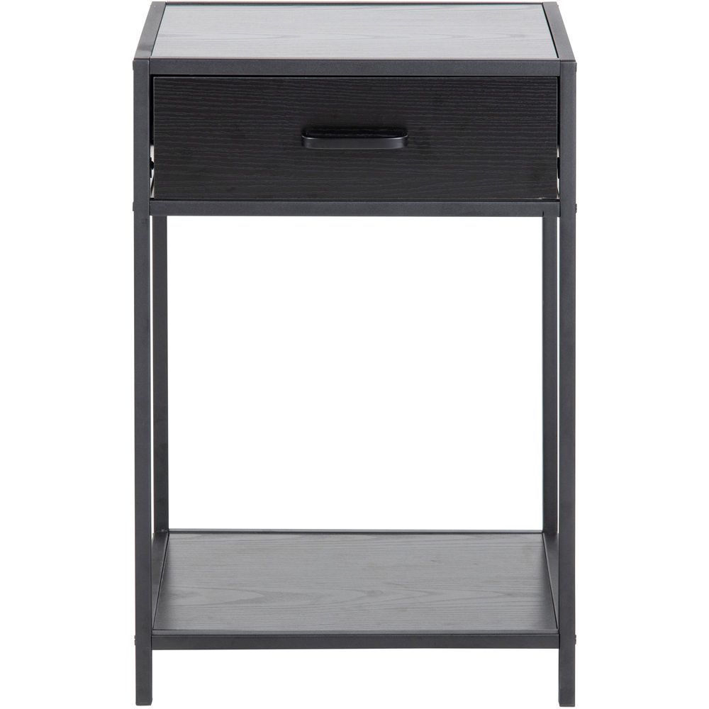 Florence Seaford Single Drawer Single Shelf Black Bedside Table Image 3