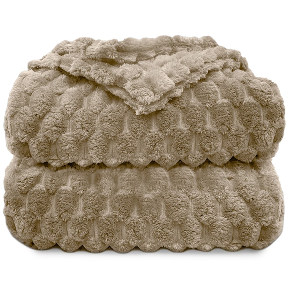 Velosso Beige Chunky Popcorn Throw 200 x 240cm Image 1