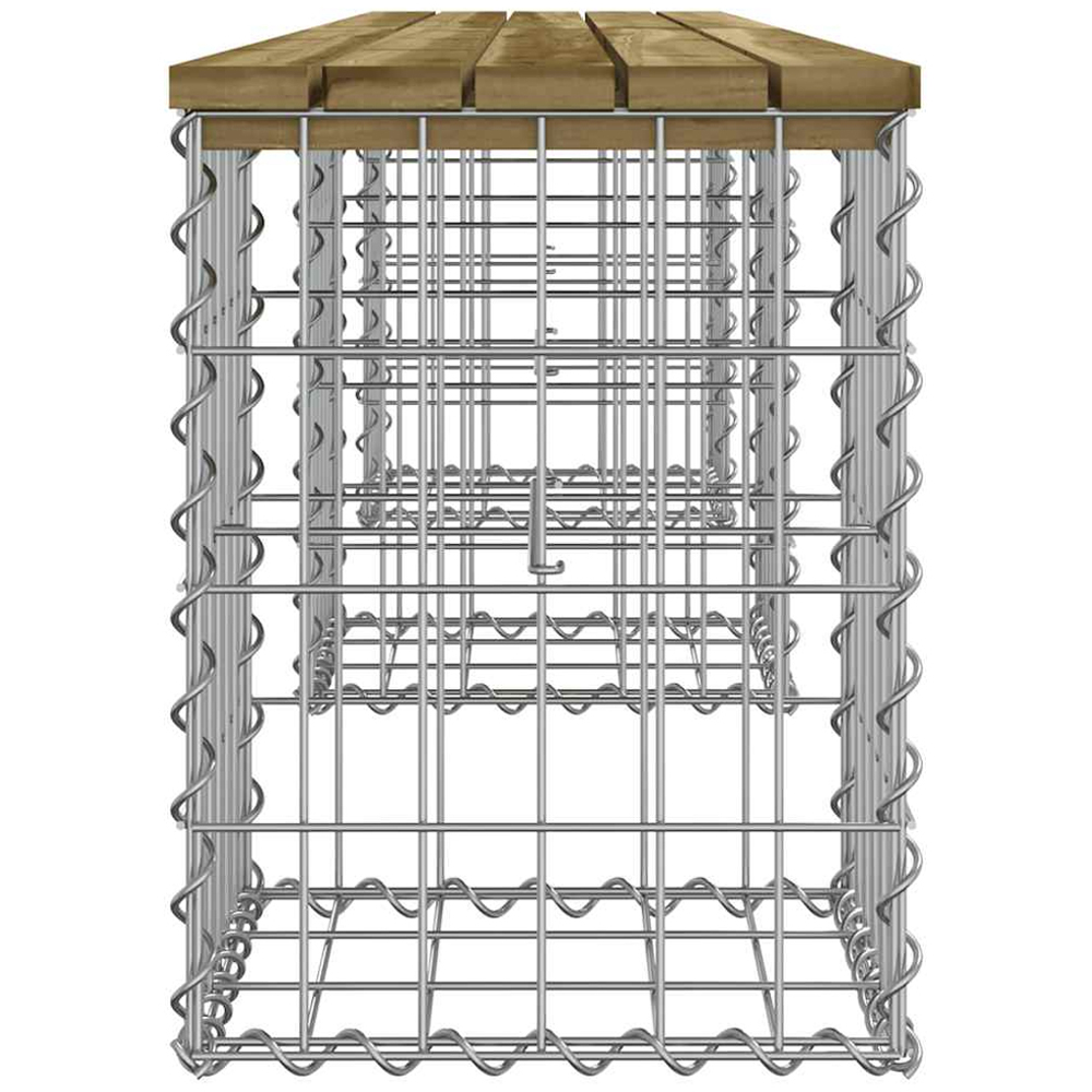 vidaXL Brown Solid Impregnated Pine Wood Gabion Design Garden Bench 203 x 31 x 42cm Image 3