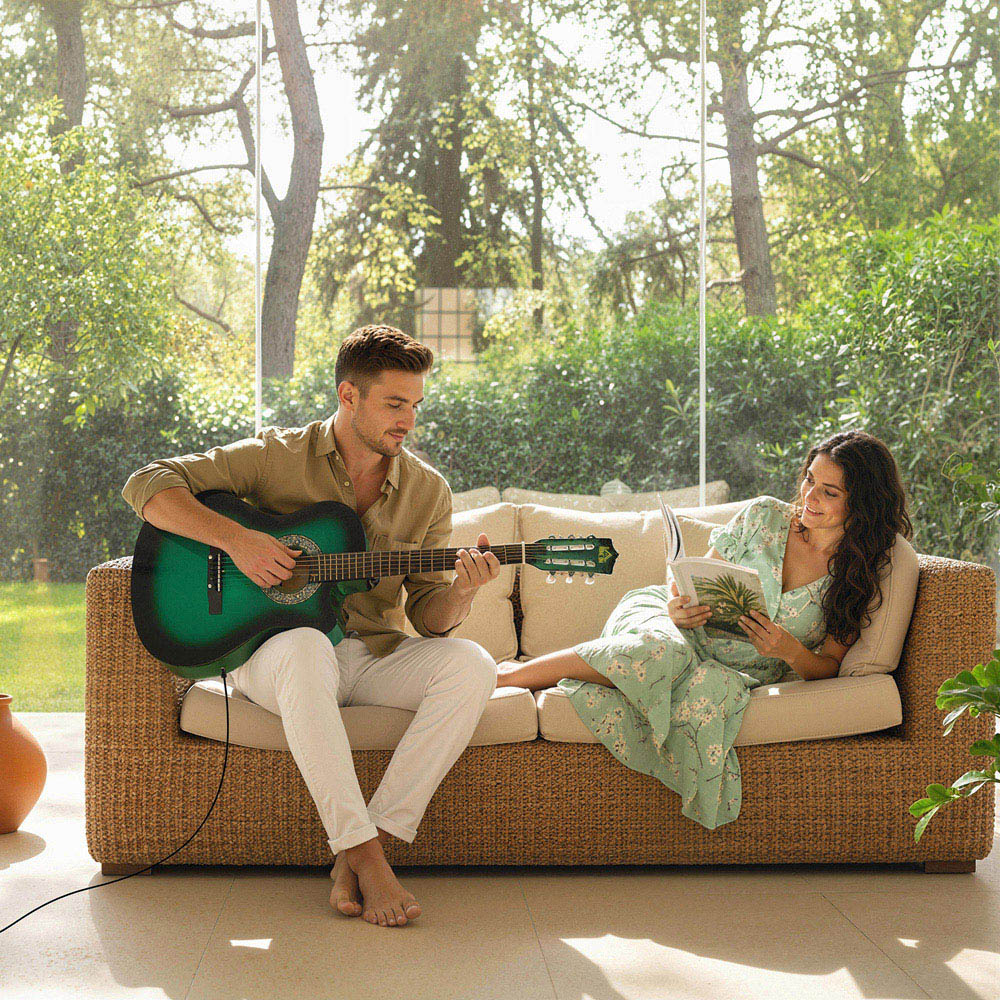 HOMCOM Green Beginner Cutaway Acoustic Electric Guitar Image 4
