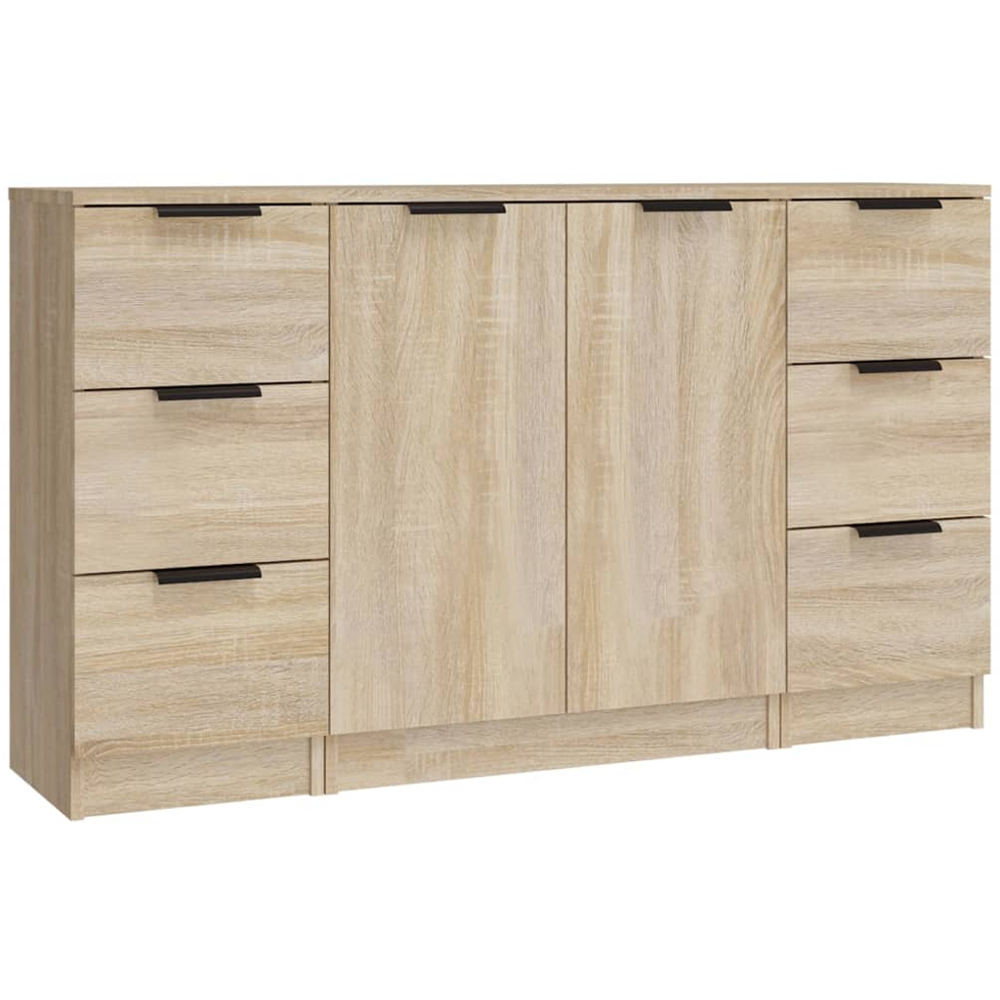 vidaXL 2 Door 6 Drawer Sonoma Oak Sideboard Image 2