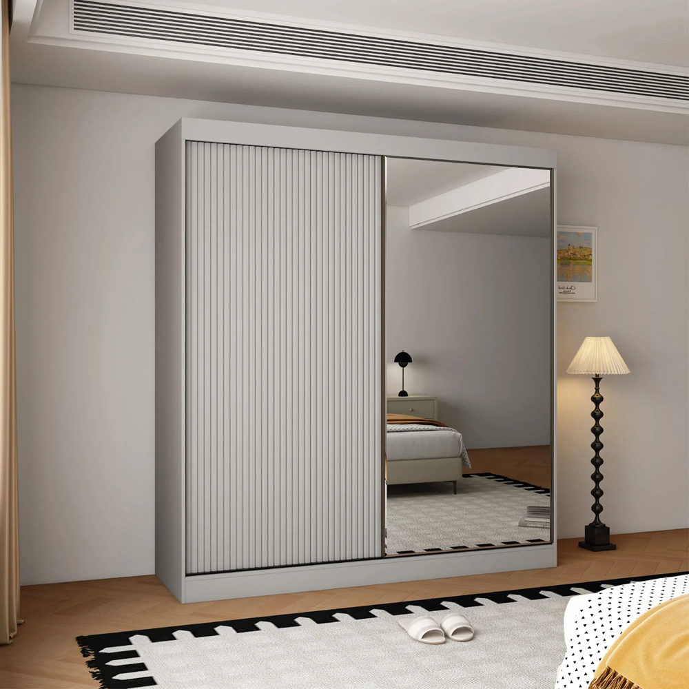 ARTESA Berlin 2 Door Grey Mirrored Sliding Wardrobe Image 5