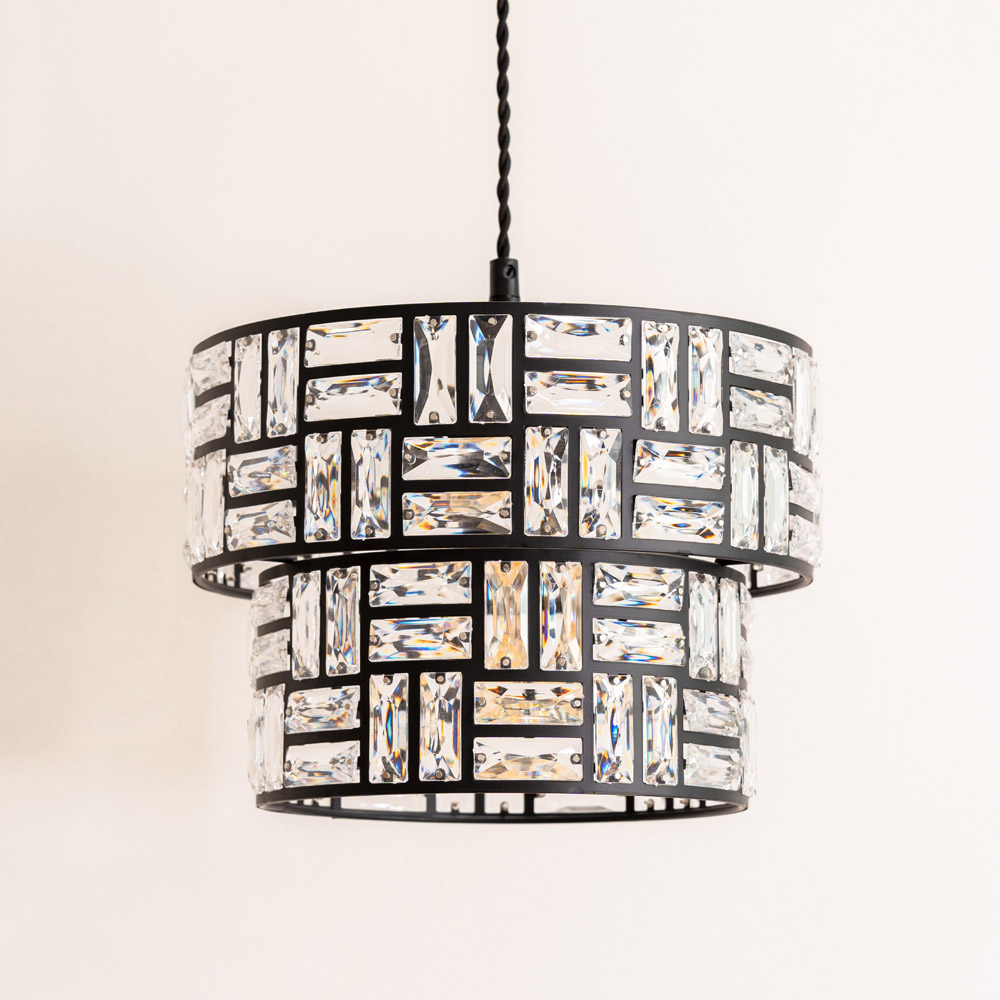 ValueLights Set of 2 Elise Black Acrylic Jewel Easy Fit Lamp Shade Image 3