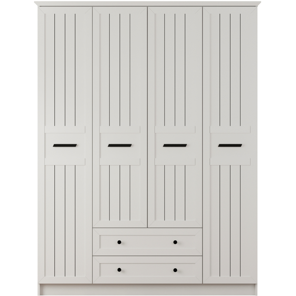 Evu VIENNA XL 4 Doors 2 Drawers White Wardrobe Image 3