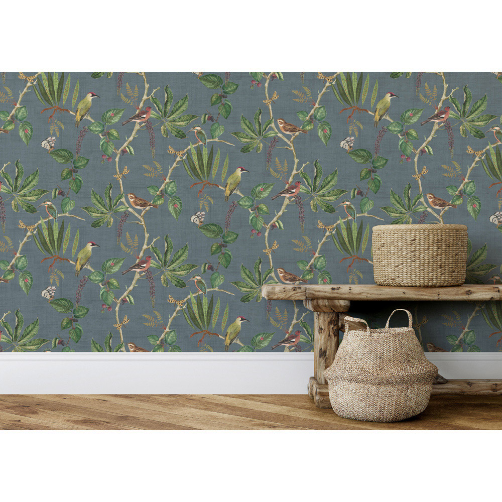 Esselle Home Hill Top Garden Slate Blue Wallpaper Image 7