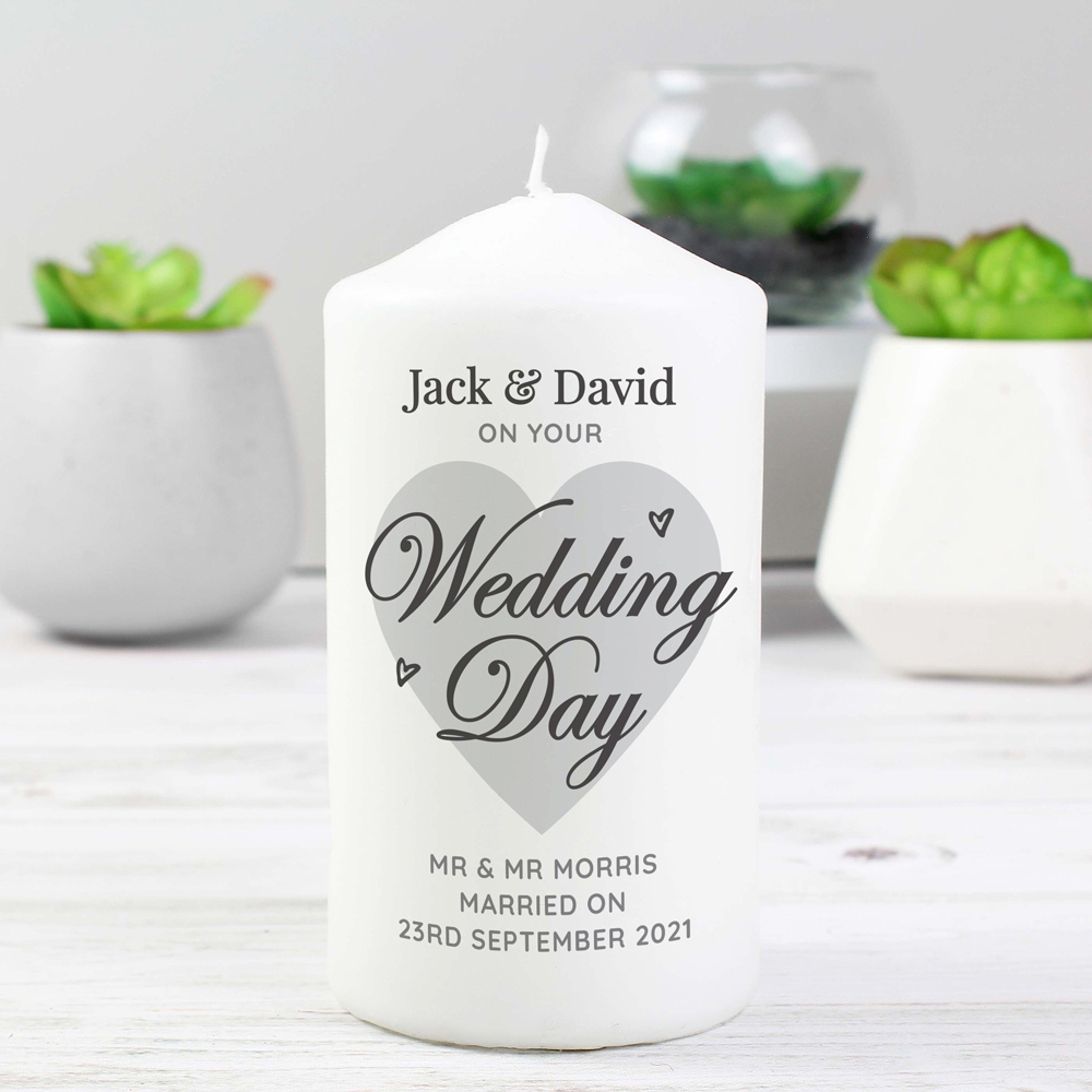 Personalised Memento Personalised on Your Wedding Day Pillar Candle Image 3