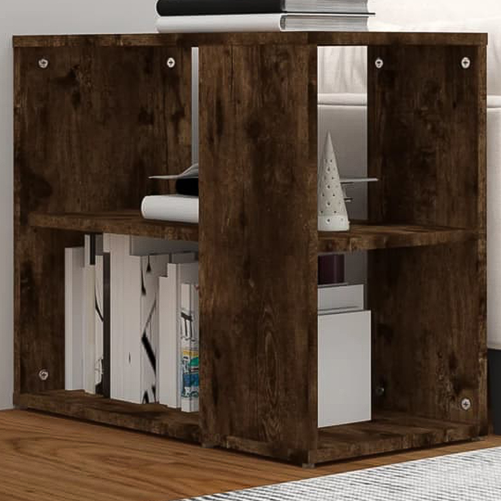 vidaXL 2 Shelf Smoked Oak Side Cabinet Image 1