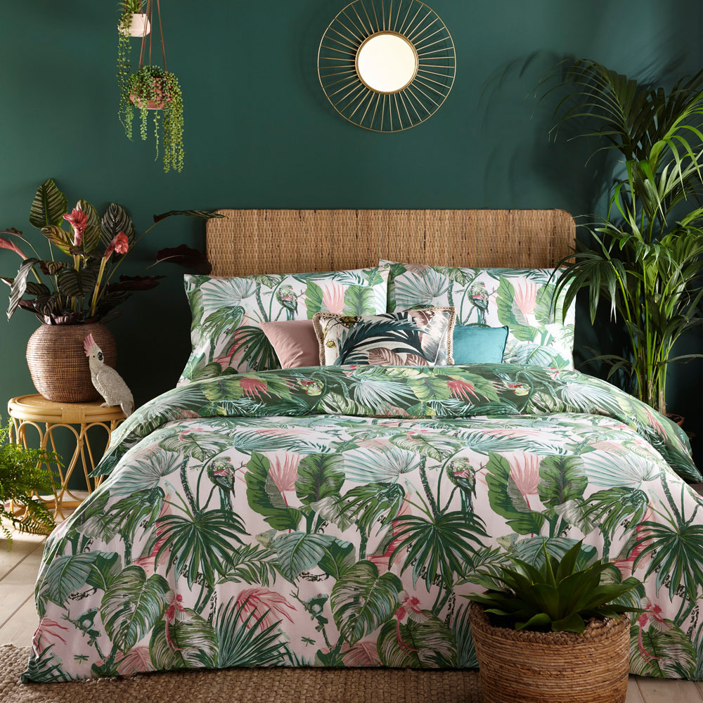 furn. Amazonia Tropical King Size Jade Duvet Set Image 5