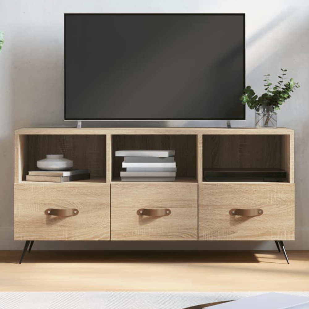 vidaXL 3 Drawer 3 Shelf Sonoma Oak TV Cabinet Image 1