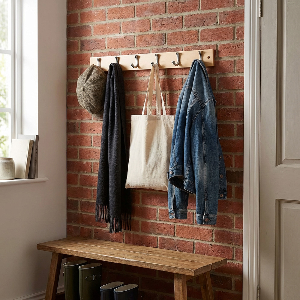 6 Hook Coat and Hat Hooks Board Image 3