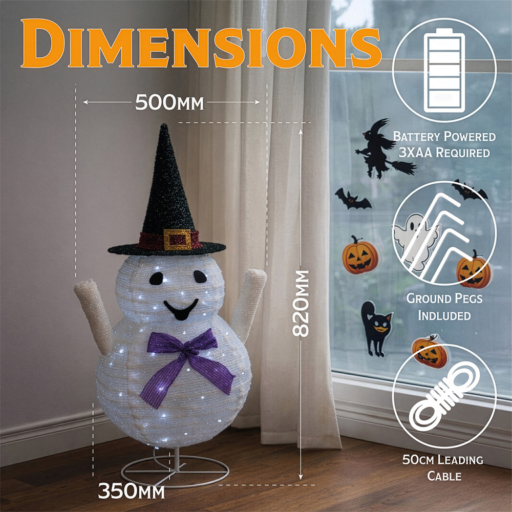 FXLab 40 Warm White LED Foldable Ghost Halloween Decoration 82cm Image 7