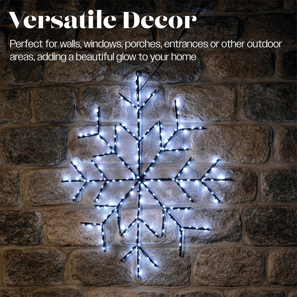 Xmas Haus 196 White Micro LED Metal Snowflake Silhouette Christmas Decoration 63cm Image 5
