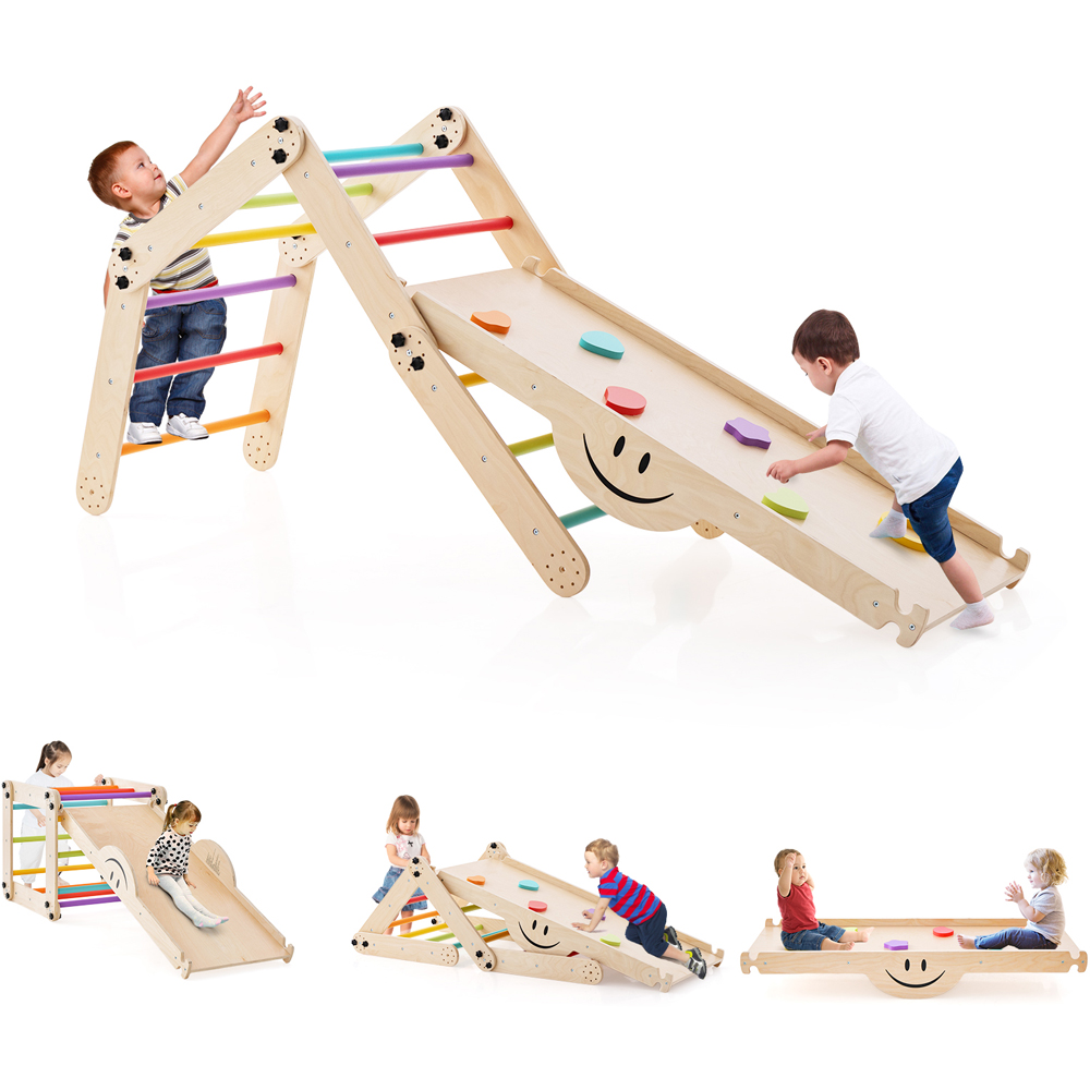 Costway 5 in 1 Multicolour Montessori Toddlers Foldable Climbing Set Image 3