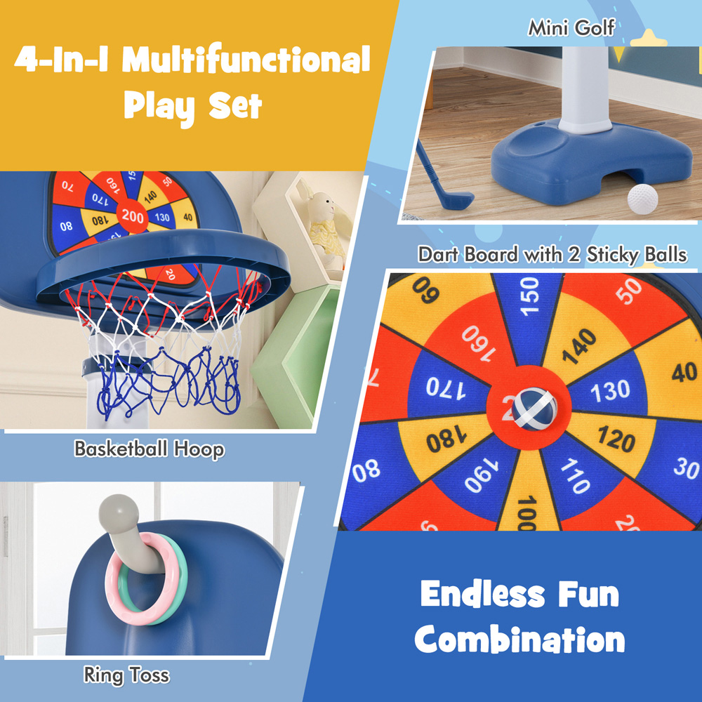 Costway 4 in 1 Basketball Hoop Stand with Golf Play Set Image 5