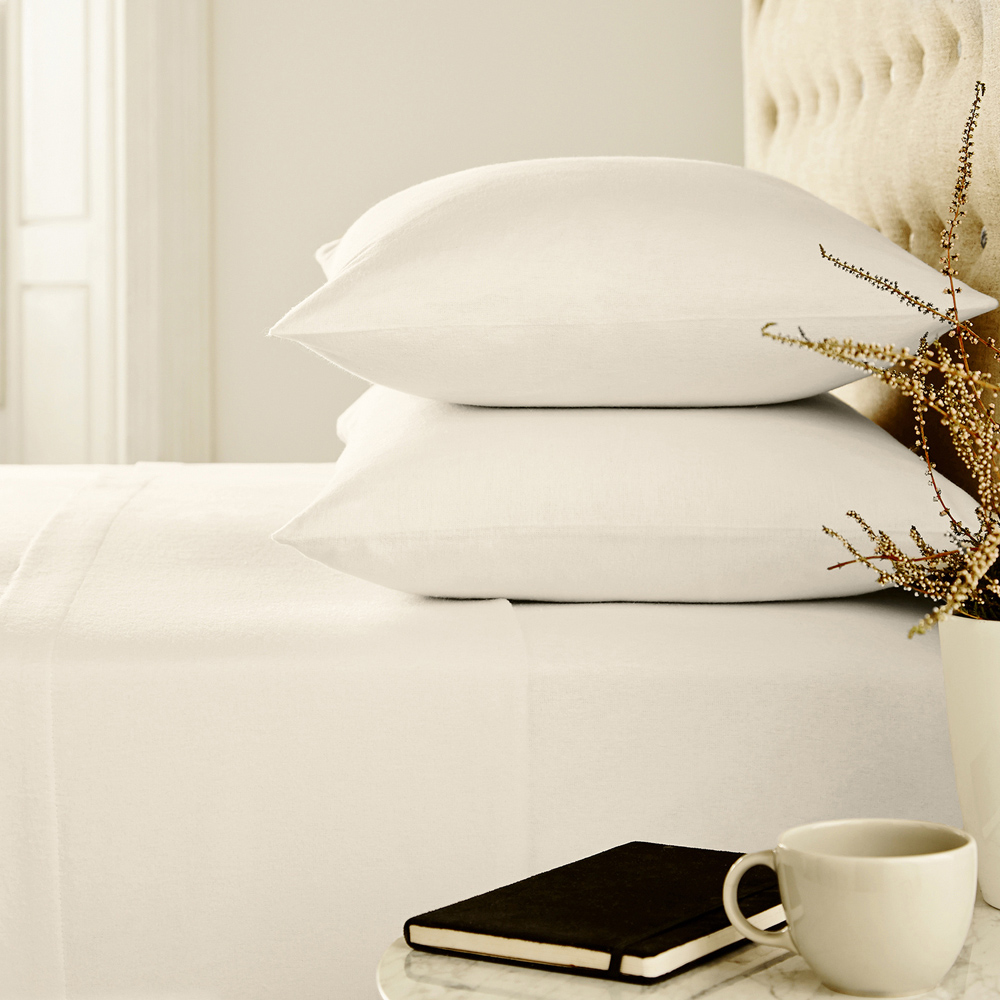 Helena Springfield Super King Size Ivory Brushed Cotton Flat Bed Sheet Image 2