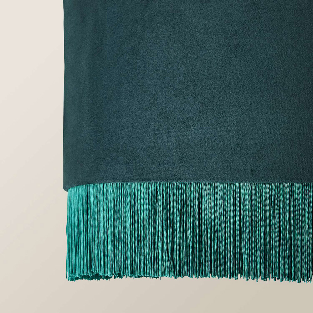 ValueLights Kimberly Green Velvet Printed Inner Fringe Easy Fit Ceiling Lamp Shade 50cm Image 4