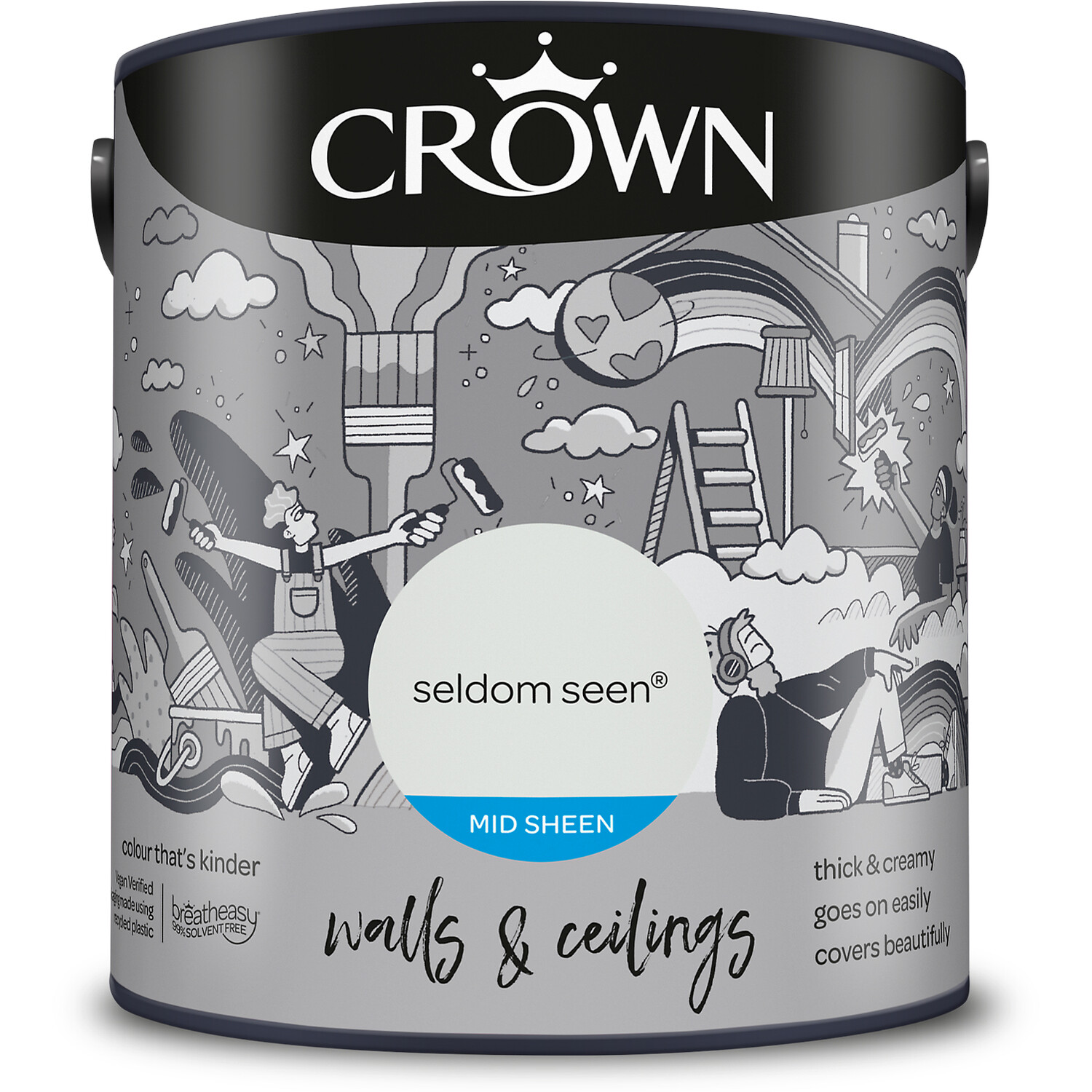 Crown Walls & Ceilings Seldom Seen Mid Sheen Emulsion Paint 2.5L Image 2