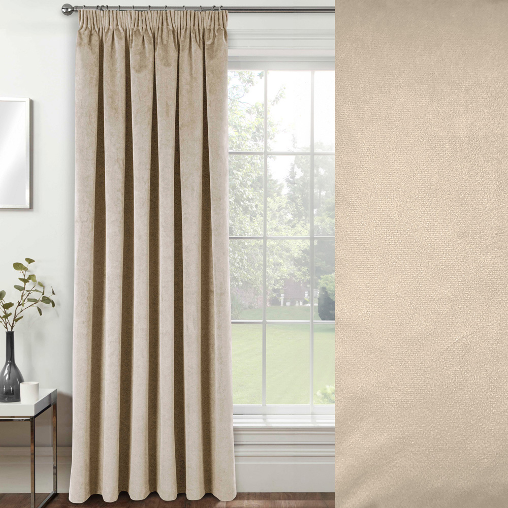 Enhanced Living Oxford Cream Thermal Blackout Pencil Pleat Velvet Door Curtain 168 x 214cm Image 5