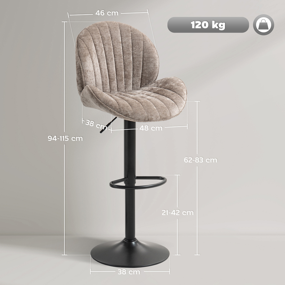 Portland Brown Chenille Swivel Bar Stools Set of 2 Image 8