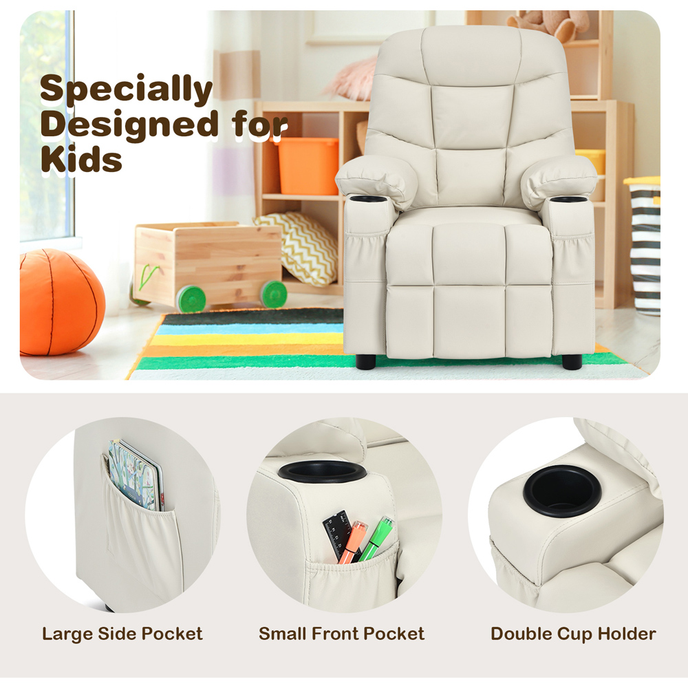 Costway Beige Upholstered Lounge Recliner Chair Image 8