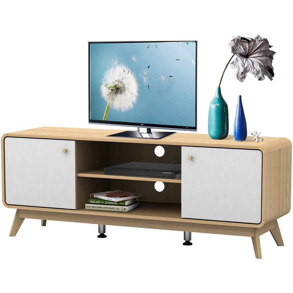 Loft24 Cassie 2 Door 2 Shelf White Oak TV Stand Image 5