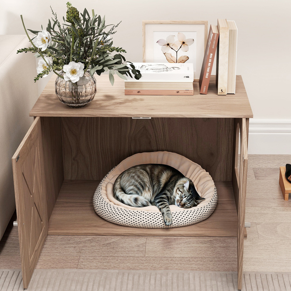 PawHut Walnut Brown Cat Litter Box Enclosure Image 8