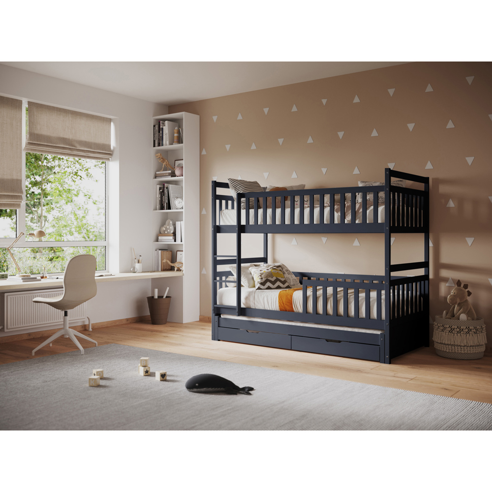 Flair Elvis Grey 2 Drawer Wooden Bunk Bed with Trundle Image 6