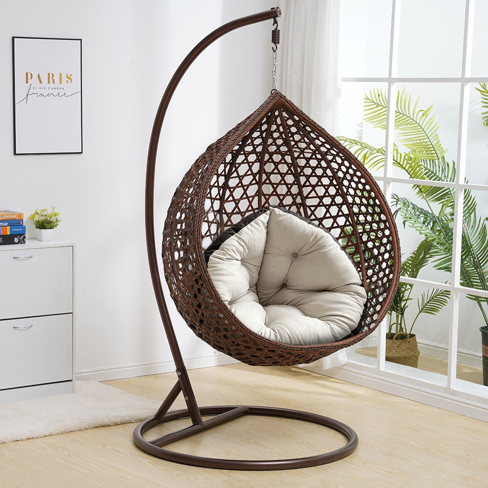 Living and Home Black and Beige Hanging Swing Chair Seat Cushion 73 x 125cm Image 6