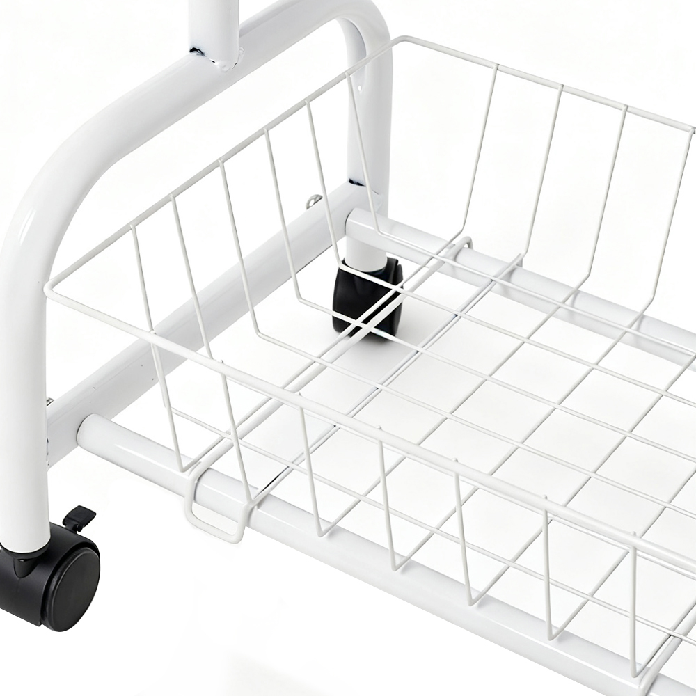 Living and Home White Side Table with Basket Image 6