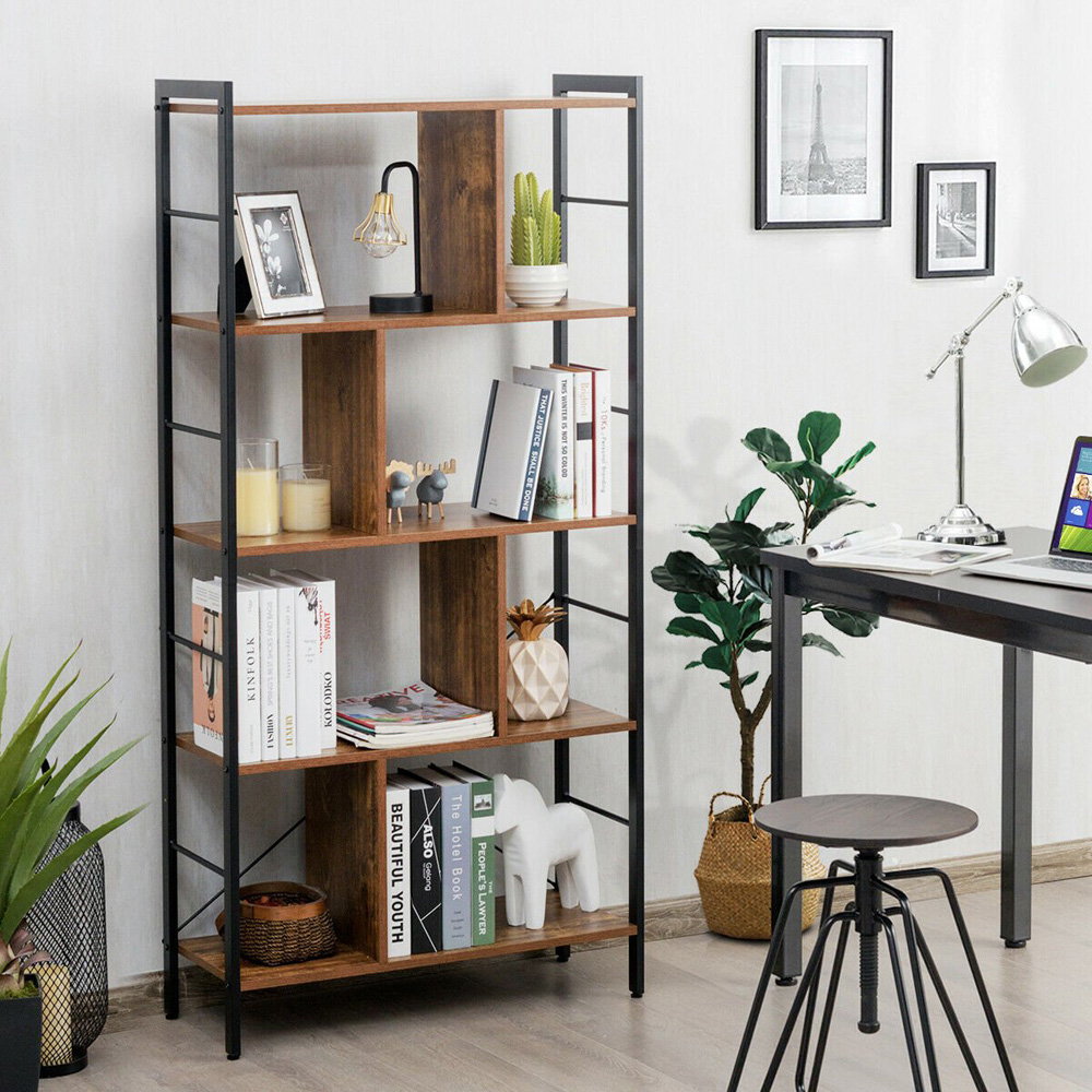 Costway 5 Shelf Black Freestanding Bookshelf Image 6