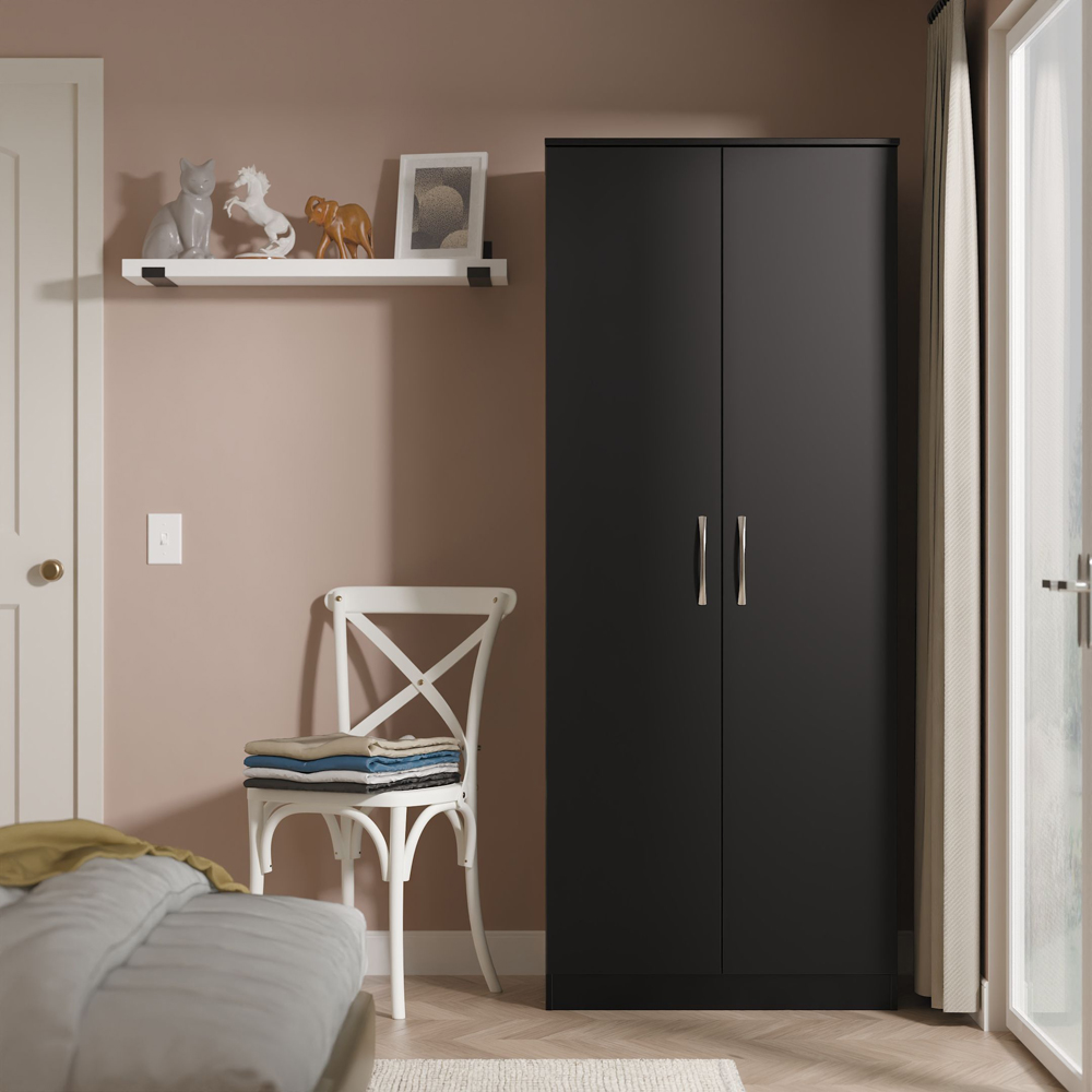 Crowndale Avon 2 Door Matt Black Wardrobe Ready Assembled Image 9