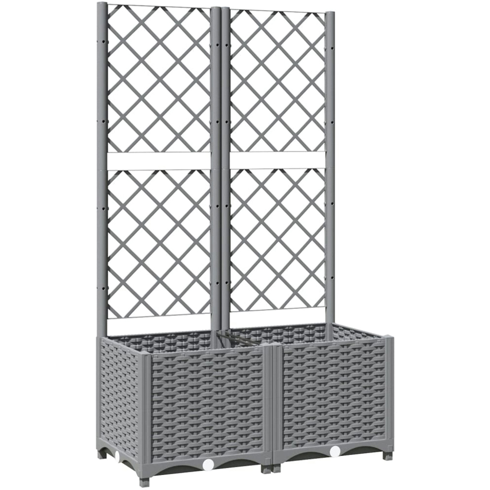 vidaXL Grey Plastic Raised Garden Planter with Trellis 136 x 80 x 40cm Image 1