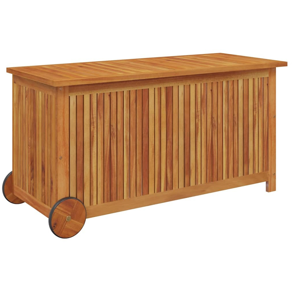 Walplus Solid Wood Acacia Garden Storage Box with Wheels 58 x 113 x 50cm Image 3