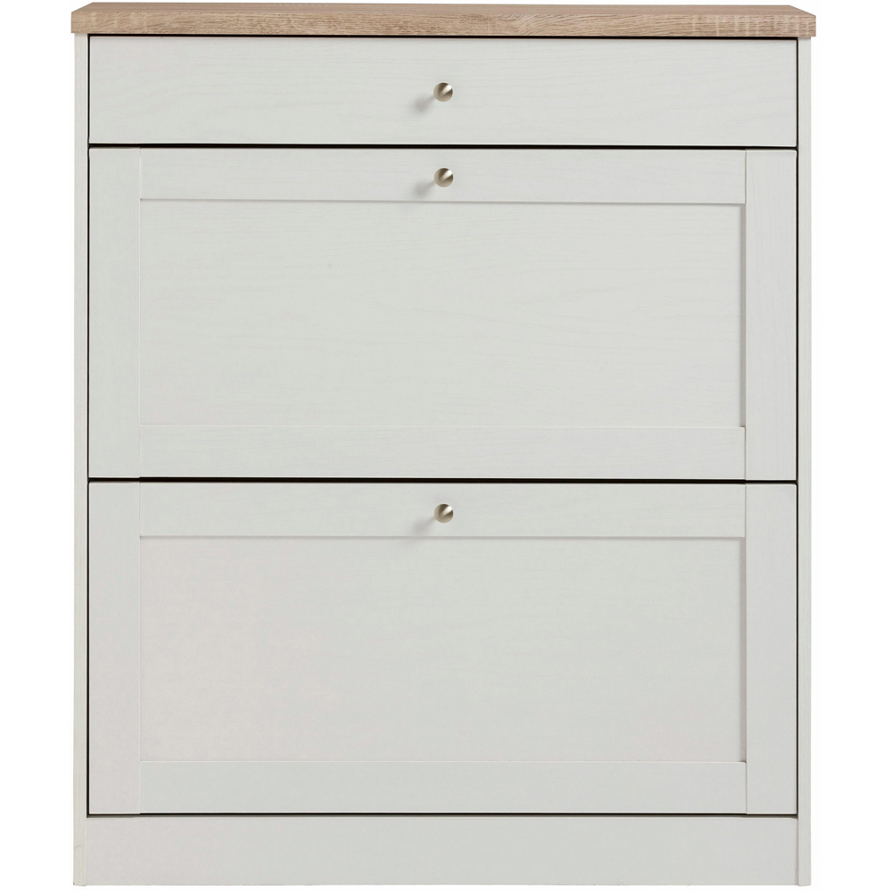 Loft24 HEIDE 2 Flip Door Single Drawer Oak Shoe Cabinet Image 3