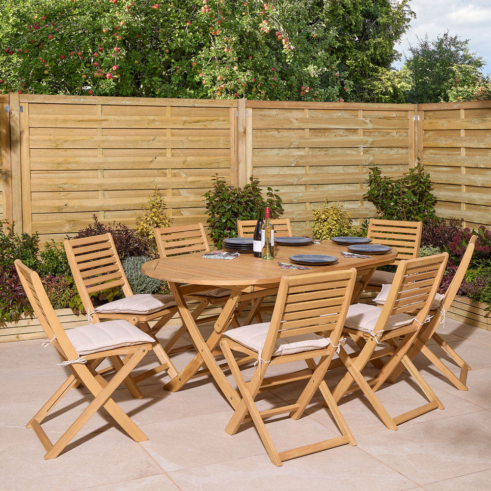 Rowlinson Ashdown 8 Seater Oval Folding Dining Set with Cushions Image 9