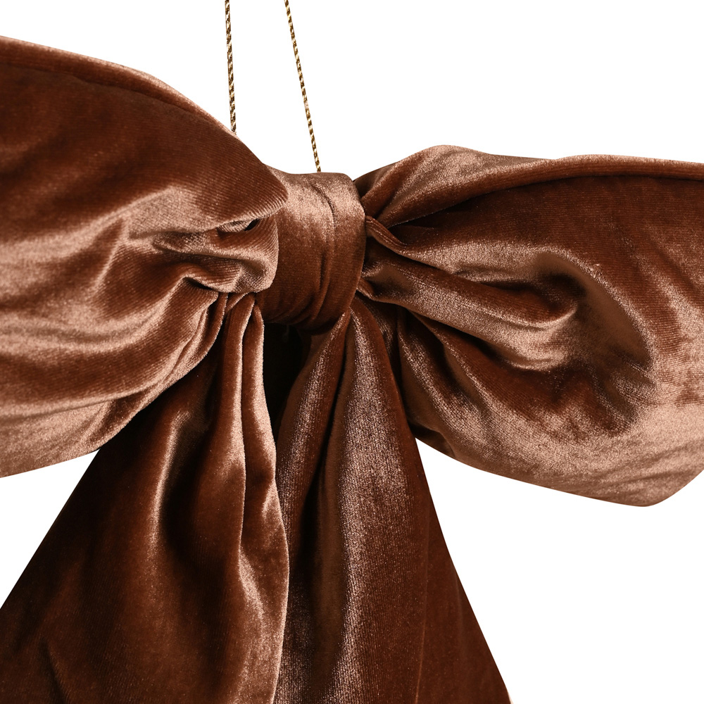 The Seasonal Gift Co. Chocolate Velvet Bow Hanging Christmas Decoration 50 x 40cm Image 2