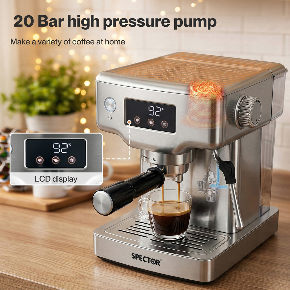 Spector COFF1005-SV-UK 20 Bar Espresso Coffee Maker Machine 1350W Image 3