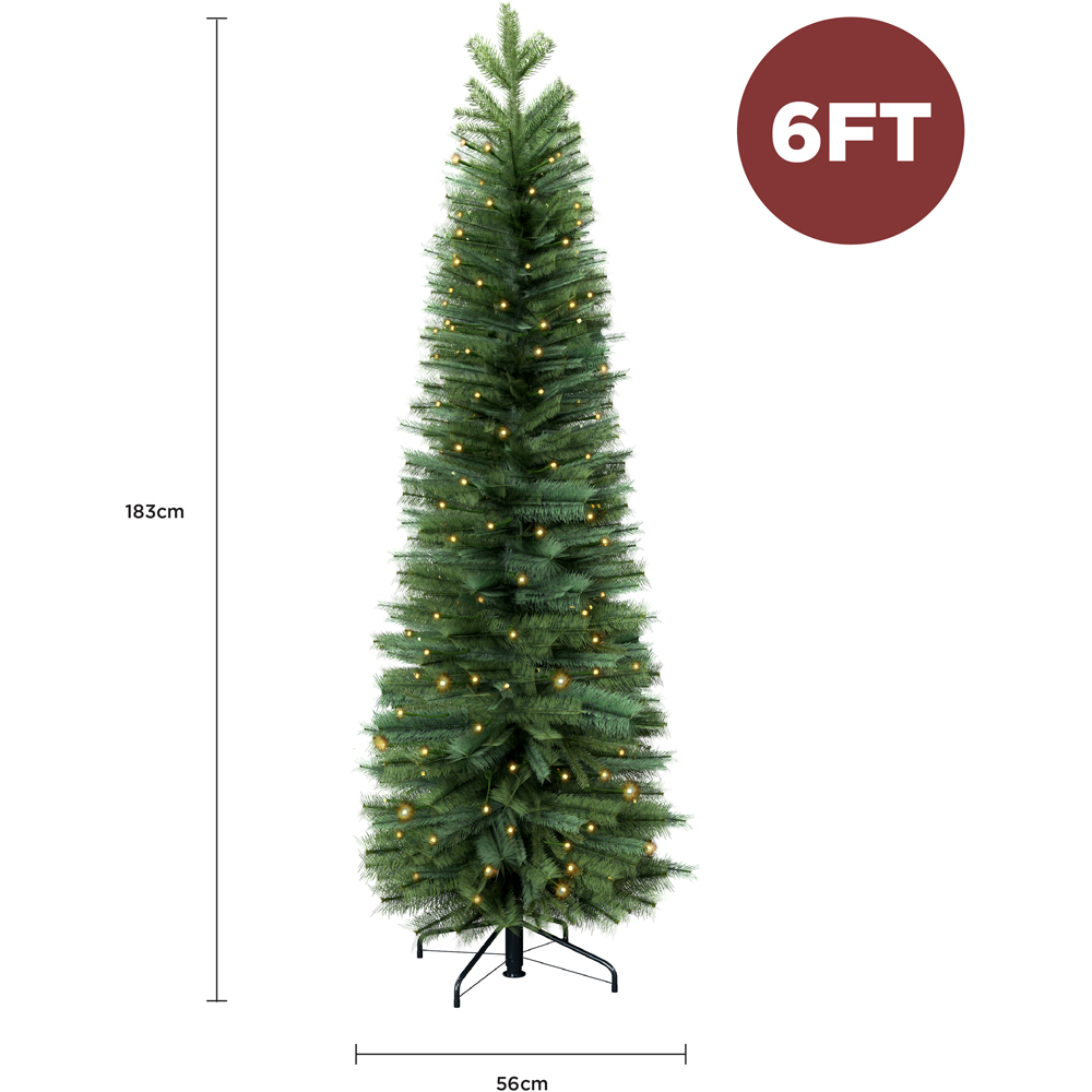 Charles Bentley Pre-Lit Faux Pencil Christmas Tree 6ft Image 6
