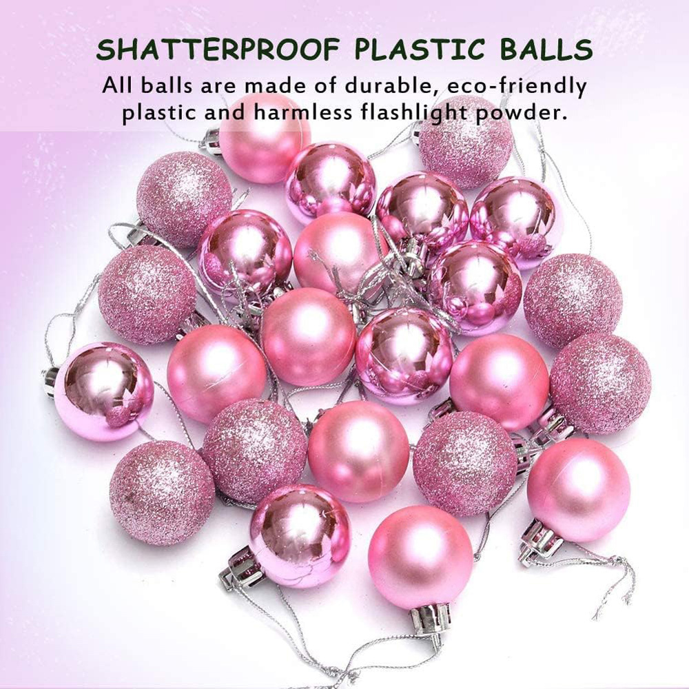 Shatchi 3cm Pink Shatterproof Christmas Bauble 24 Pack Image 5