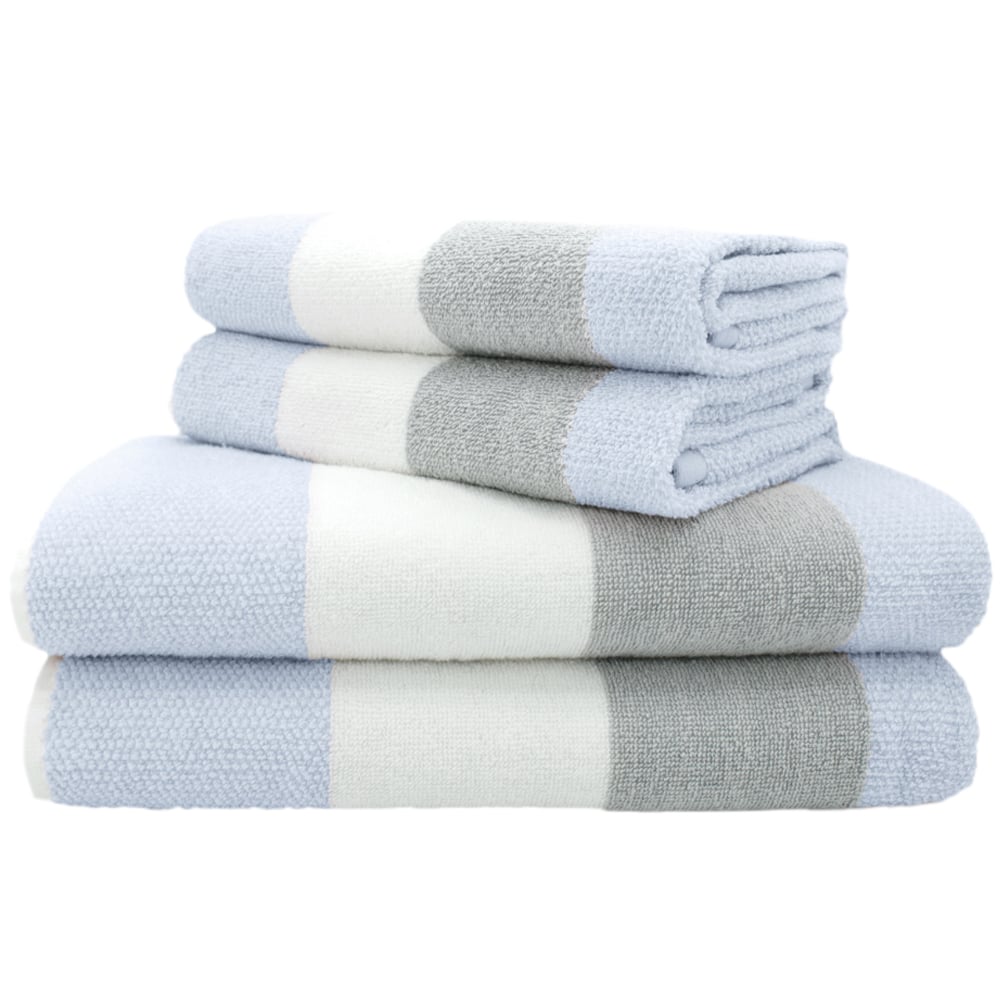 Velosso Weston Blue Strip Hand Towel Set of 2 Image 1
