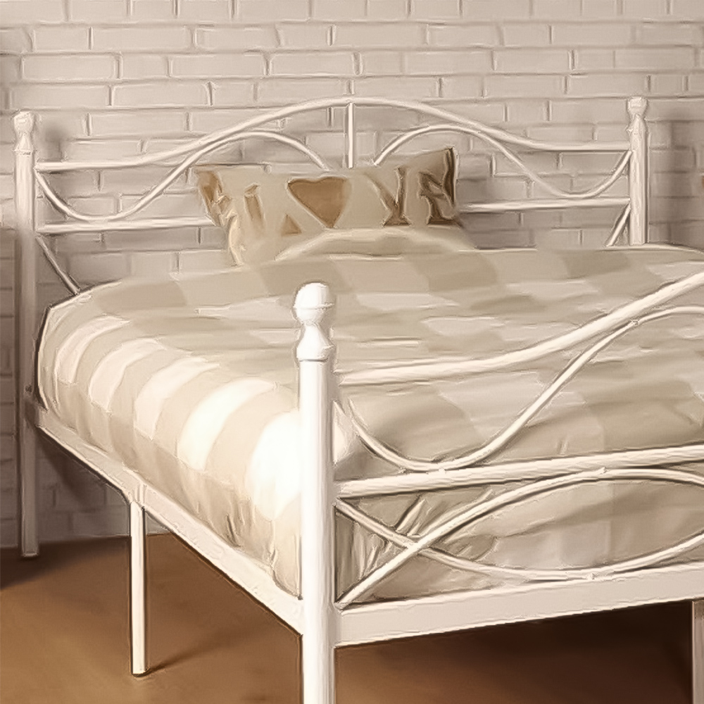 Brooklyn Double White Scroll Effect Metal Bed Frame Image 2