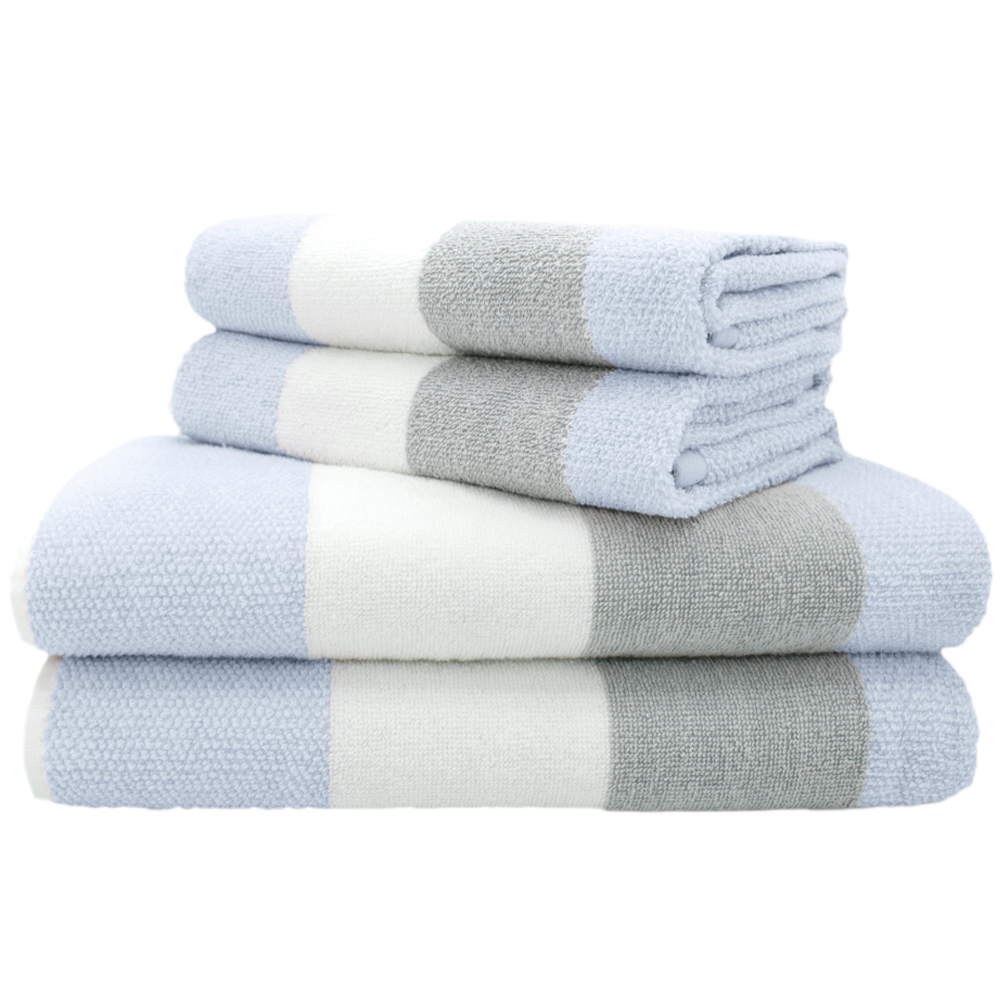 Velosso Weston Blue Strip Bath Towel Set of 2 Image 1