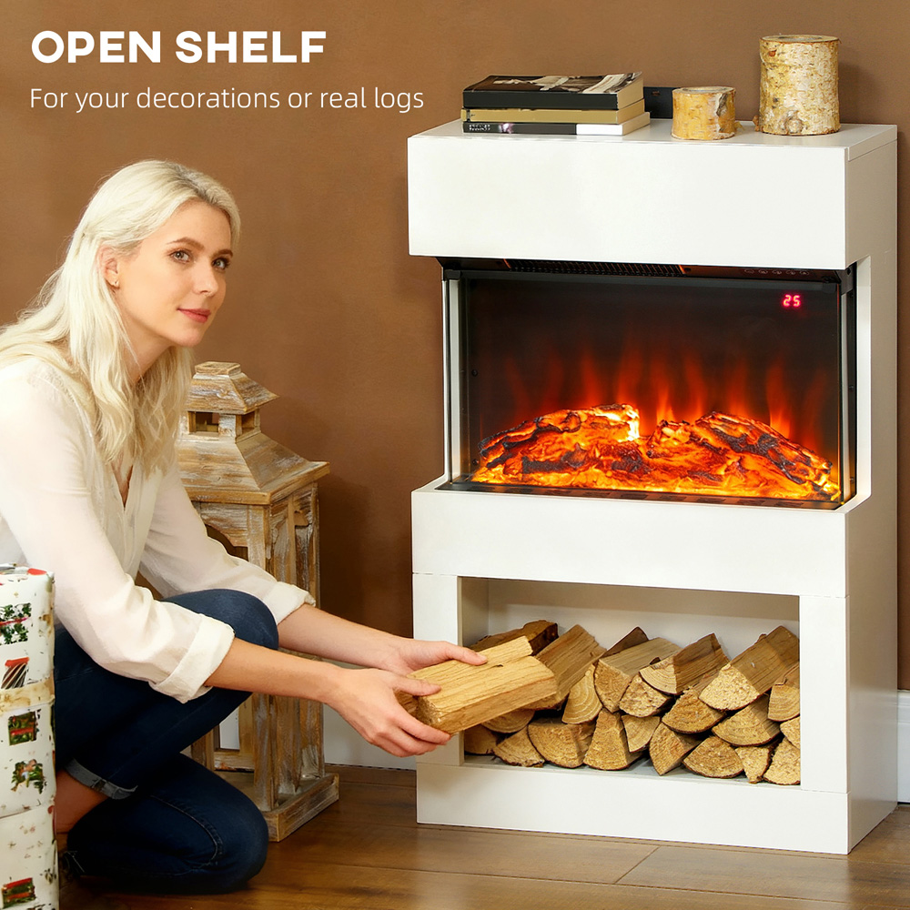 HOMCOM White Electric Fireplace and Mantel with Remote 2000W Image 6