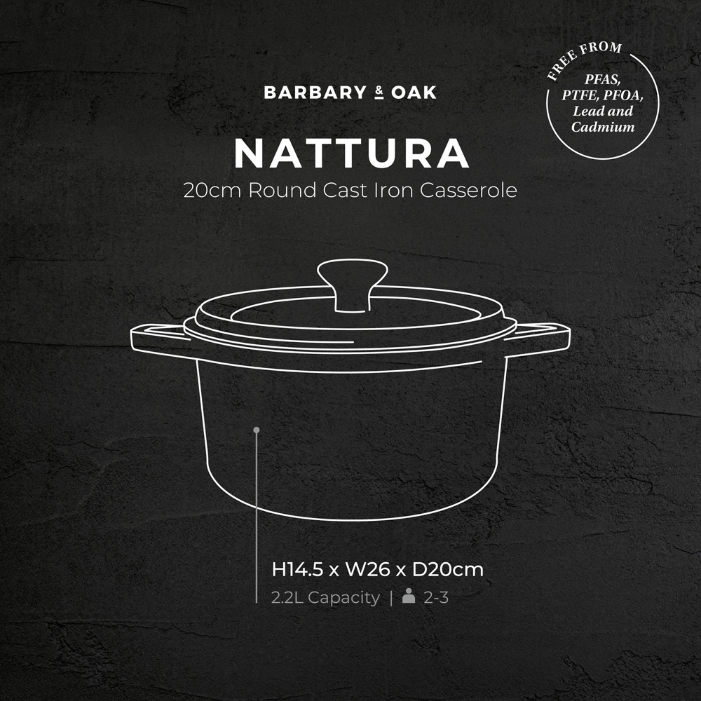 Barbary & Oak Nattura 20cm Cashmere Cast Iron Round Casserole Dish with Lid Image 9