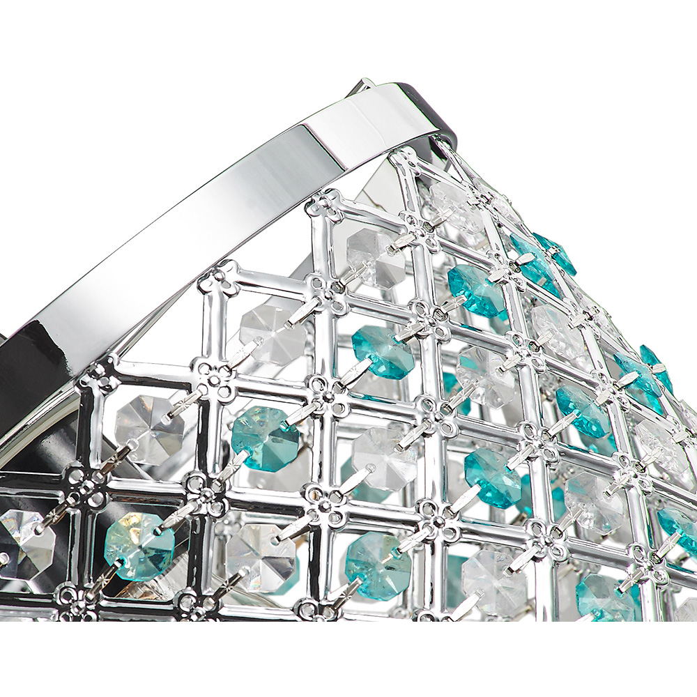 Happy Homewares Modern Sparkly Clear and Teal Beads Ceiling Light Pendant Shade Image 2