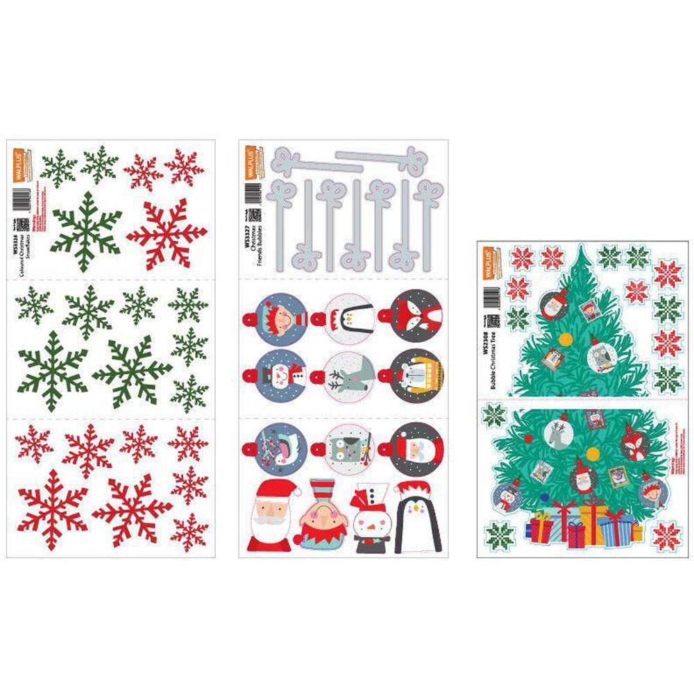 Walplus Funny Baubles and Christmas Tree Self Adhesive Wall Sticker 54 Piece Image 5