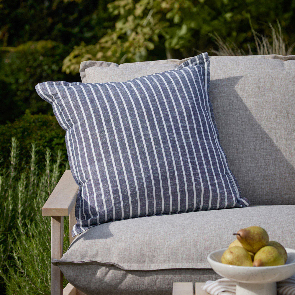 Yard Hessle Blue Stripe Cotton Cushion 45 x 45cm Image 2