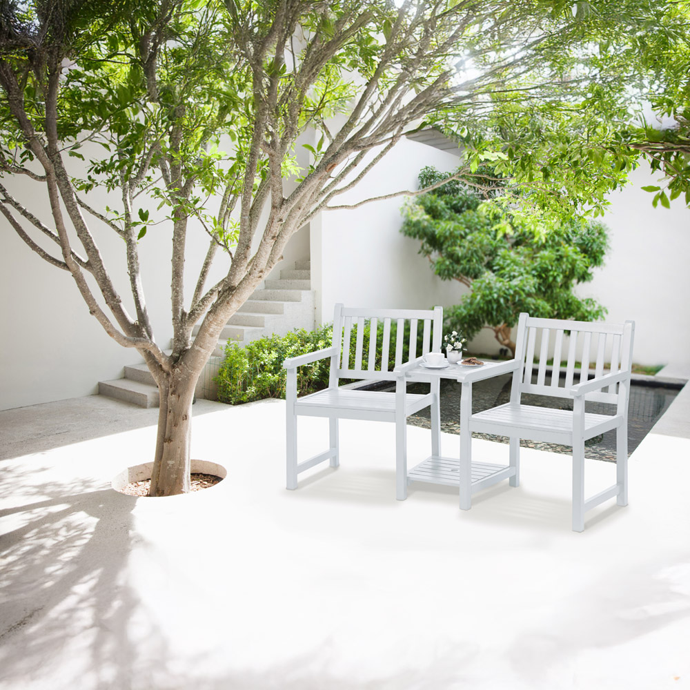 Greenhurst Danesford 2 Seater Pearl White PU Coated Love Seat Image 2